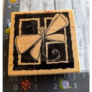 Magenta Dragonfly‎ Etched Boxes Rubber Stamp Wood #C64